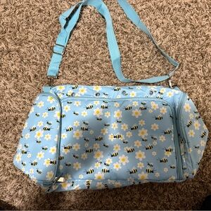 Blue Floral Bee Print Arts and Crafts Bag